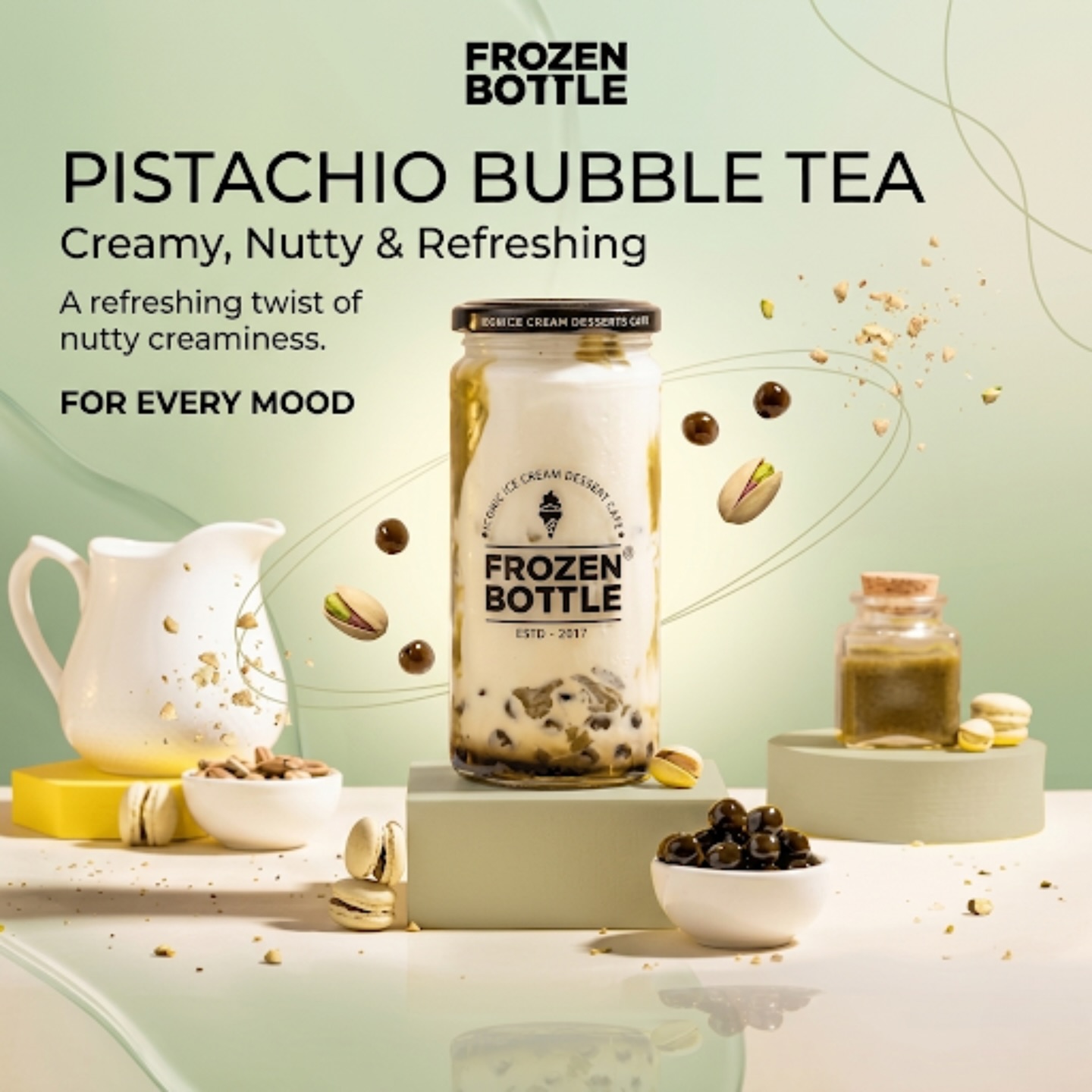 Pistachio Bubble Tea creative for Frozen Bottle
