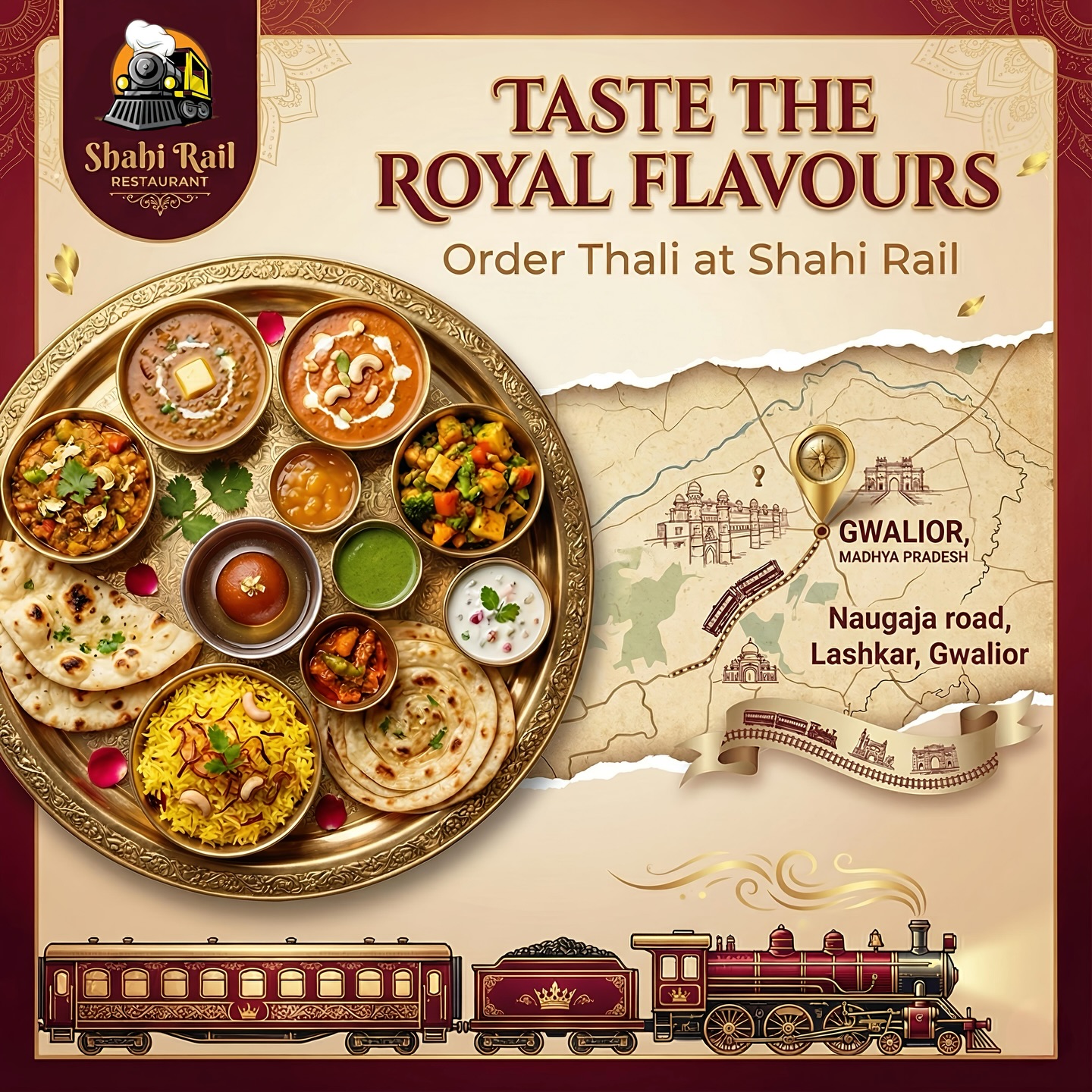 Royal Thali Campaign creative for Shahi Rail Restaurant
